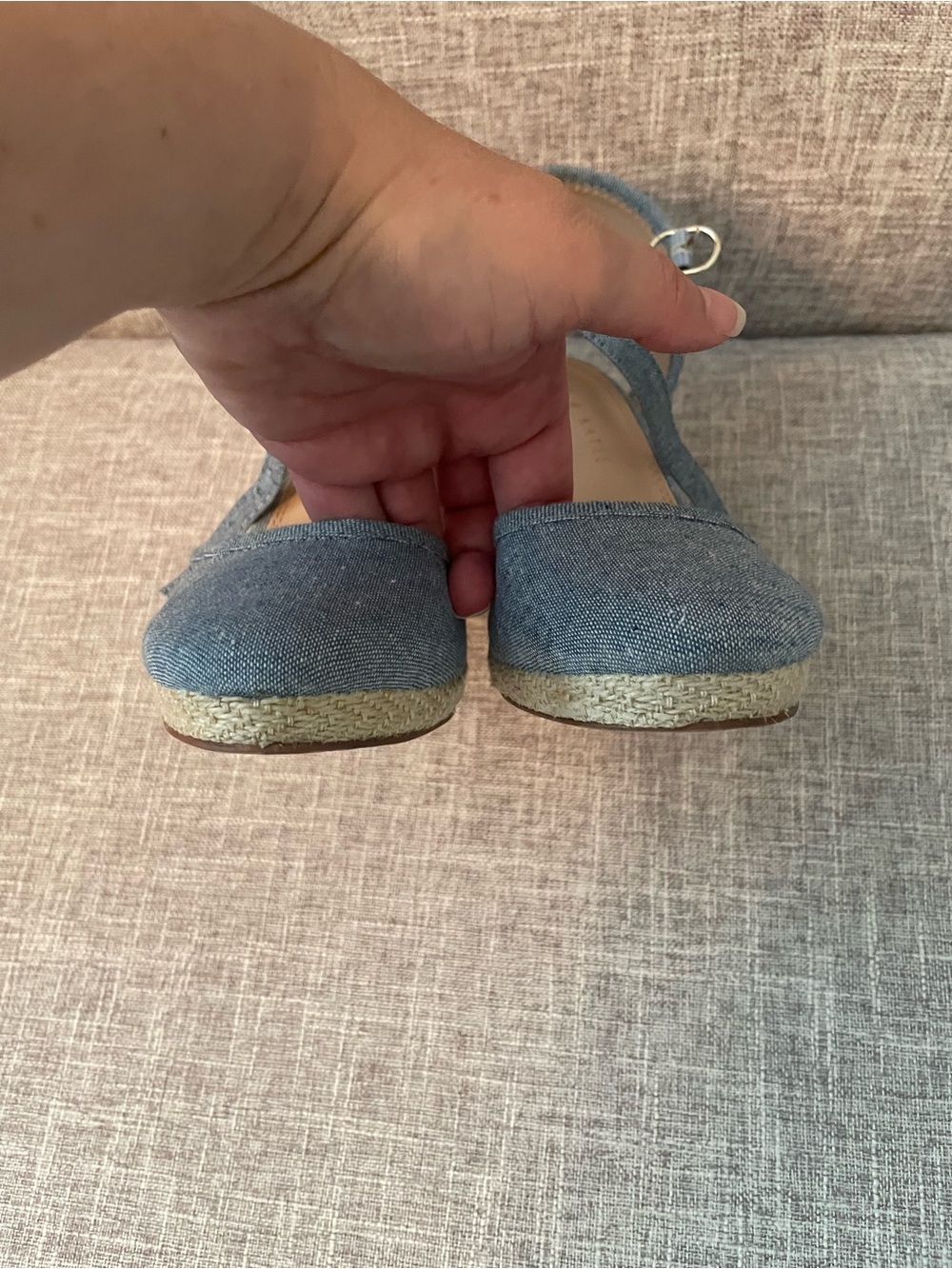 Kelly & Katie blue denim espadrille wedge sandals - Picture 5 of 6